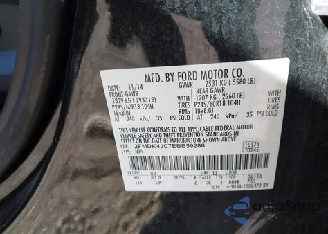 2014 Ford Edge Sel z USA, uszkodzony, nr VIN 2FMDK4JC7EBB59286